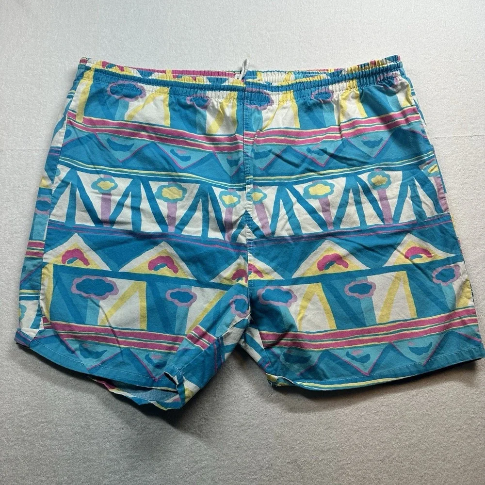 Beach Scene  Shorts Men's XL Geometric Light Blue  Cotton‎